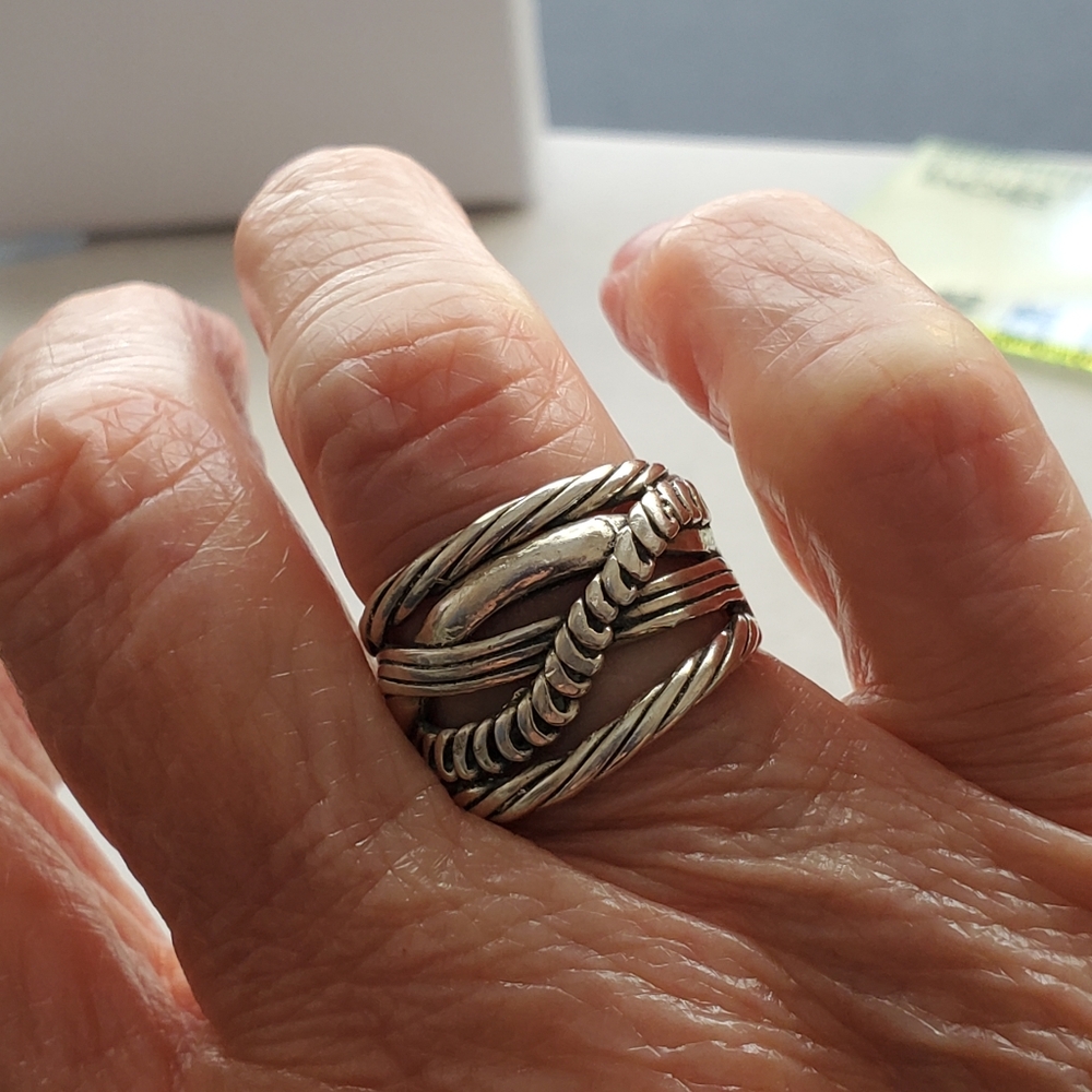 PZ 925 Sterling Texturized Rope Weave Band Ring 6.75 - Picture 14 of 16